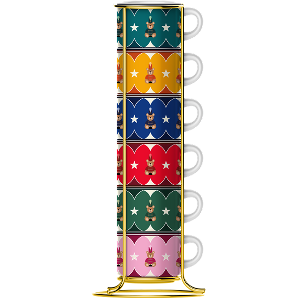 Bialetti Joyful Christmas Espressotassen 6er Set mit Metallgestell